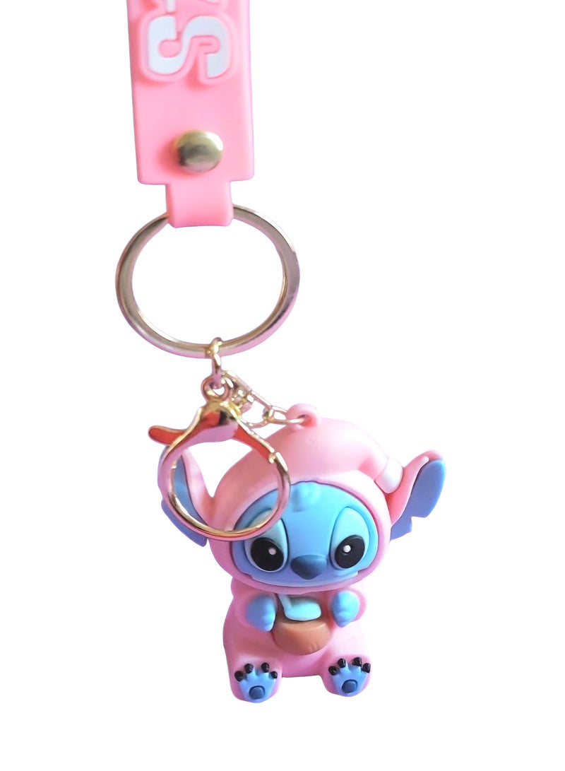 Disney Pink Stitch Rubber Keychain Shape 3 - Image 1